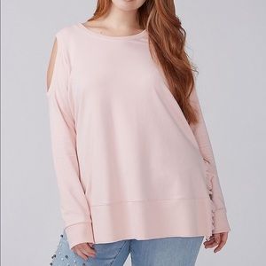 Lane Bryant Cold Shoulder Sweat Shirt With Ruffles
